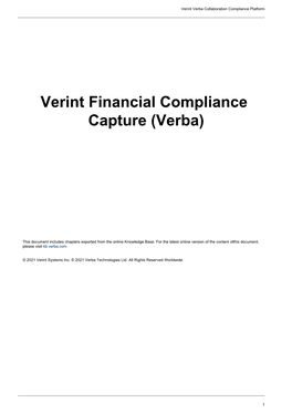 Verint Financial Compliance Capture (Verba)