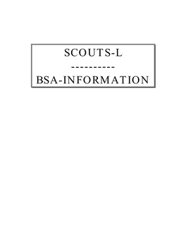 SCOUTS-L ------BSA-INFORMATION Date: Fri, 16 Jun 1995 11:05:57 -0600 From: "Michael L