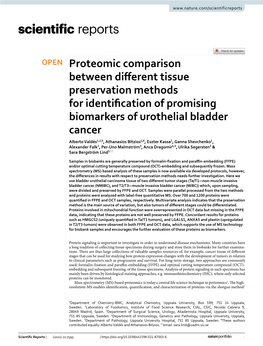 Proteomic Comparison Between Different Tissue Preservation Methods for Identification of Promising Biomarkers of Urothelial Blad