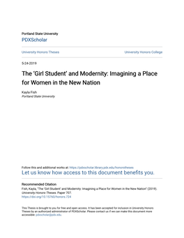 'Girl Student' and Modernity: Imagining a Place for Women in the New