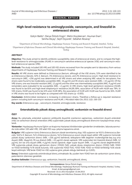 High-Level Resistance to Aminoglycoside, Vancomycin, and Linezolid in Enterococci Strains