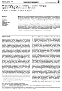 Molecular Phylogeny and Taxonomy of Eurasian &lt;I&gt;Neoerysiphe&lt;/I