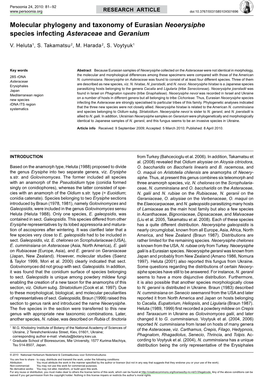 Molecular Phylogeny and Taxonomy of Eurasian <I>Neoerysiphe</I