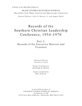 Records of the Southern Christian Leadership Conference, 1954–1970