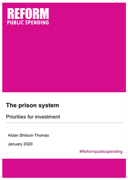 The Prison System: Priorities for Investment