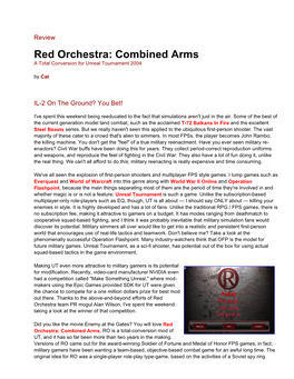 Red Orchestra: Combined Arms a Total Conversion for Unreal Tournament 2004 by Cat