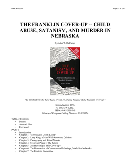 The Franklin Cover-Up – Child Abuse, Satanism, and Murder In
