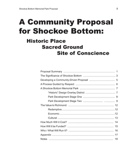 A Community Proposal for Shockoe Bottom: Historic Place Sacred Ground Site of Conscience