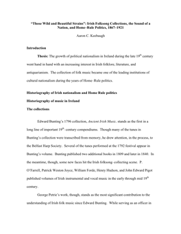 Irish Folksong Collections, the Sound of a Nation, and Home–Rule Politics, 1867–1921