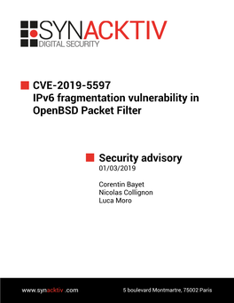 CVE-2019-5597 Ipv6 Fragmentation Vulnerability in Openbsd Packet Filter