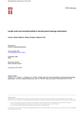 Length Scale and Manufacturability in Density-Based Topology Optimization