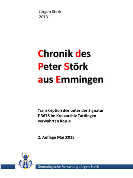 Chronik Des Peter Störk Aus Emmingen