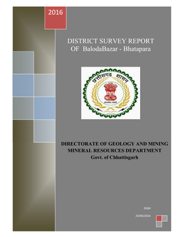DISTRICT SURVEY REPORT of Balodabazar - Bhatapara