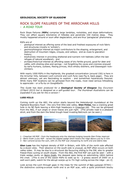 Rock Slope Failures of the Arrochar Hills - a Road Tour