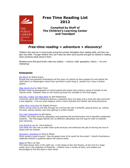 Free Time Reading List 2012