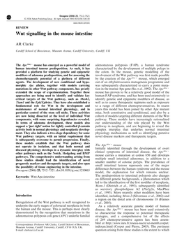 Wnt Signalling in the Mouse Intestine