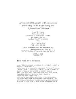 A Complete Bibliography of Publications in Probability in the Engineering and Informational Sciences