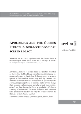 Apollonius and the Golden Fleece: a Neo-Mythological Screen Legacy Nº 22, Jan.-Apr