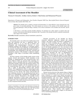 Clinical Assessment of the Shoulder Thomas D
