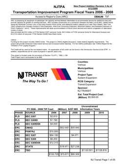 NJTPA Transportation Improvement Program Fiscal Years 2006 - 2008 ADA--Vans DBNUM: T70