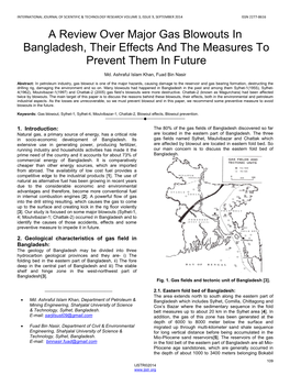 A Review Over Major Gas Blowouts in Bangladesh, Their Effects and the Measures to Prevent Them in Future