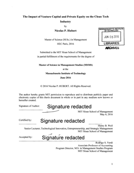 Signature Redacted MIT Sloan School of Management May 6, 2016 Certified By: Signature Redacted Henry B