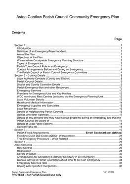 Aston Cantlow Parish Council Community Emergency Plan