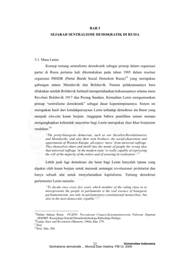 22 BAB 3 SEJARAH SENTRALISME DEMOKRATIK DI RUSIA 3.1. Masa Lenin. Konsep Tentang Sentralisme Demokratik Sebagai Prinsip Dalam O