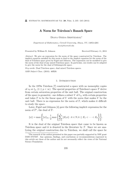 A Norm for Tsirelson's Banach Space