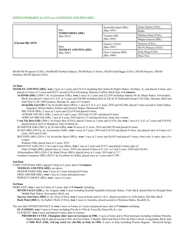 EDITED PEDIGREE for 2019 out of NEEDLES and PINS (IRE)