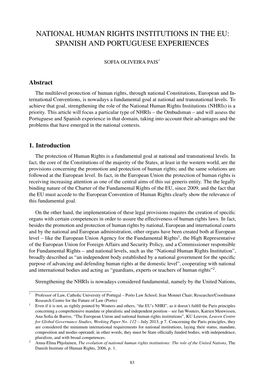 National Human Rights Institutions in the Eu: Spanish and Portuguese Experiences