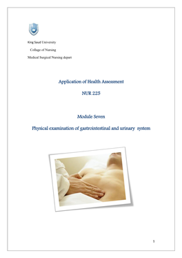 Application of Health Assessment NUR 225 Module Seven Physical