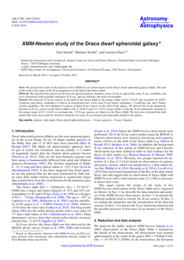 XMM-Newton Study of the Draco Dwarf Spheroidal Galaxy ⋆