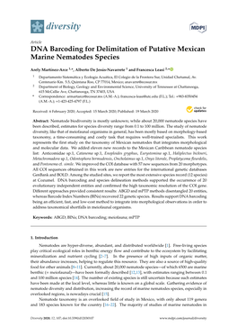 DNA Barcoding for Delimitation of Putative Mexican Marine Nematodes Species