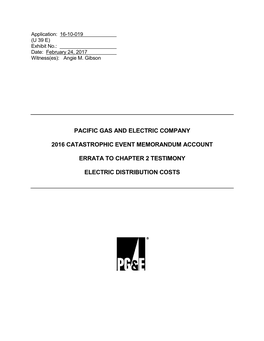 Pacific Gas and Electric Company 2016 Catastrophic