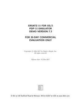 Ersatz-11 for Os/2 Pdp-11 Emulator Demo Version 7.3