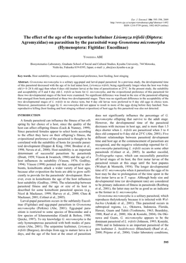 The Effect of the Age of the Serpentine Leafminer Liriomyza Trifolii (Diptera