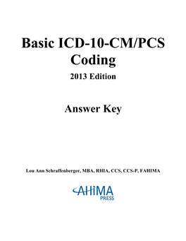Basic ICD-10-CM/PCS Coding