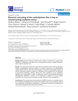 Dynamic Rerouting of the Carbohydrate Flux Is Key to Counteracting