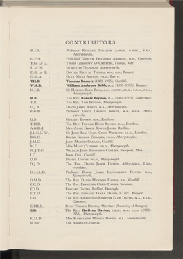 CONTRIBUTORS M.A., Aberystwyth. Mon