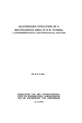 Quaternary Evolution of a Mountainous Area in N.W. Tunisia