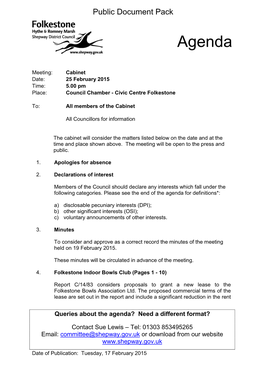 (Public Pack)Agenda Document for Cabinet, 25/02/2015 17:00