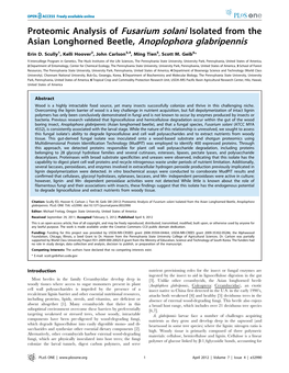 Proteomic Analysis of Fusarium Solani Isolated from the Asian Longhorned Beetle, Anoplophora Glabripennis