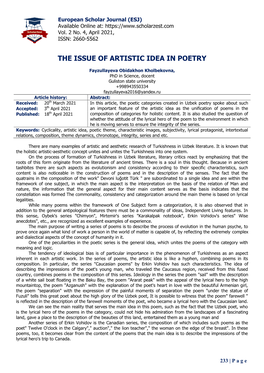 The Issue of Artistic Idea in Poetry