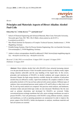 Principles and Materials Aspects of Direct Alkaline Alcohol Fuel Cells