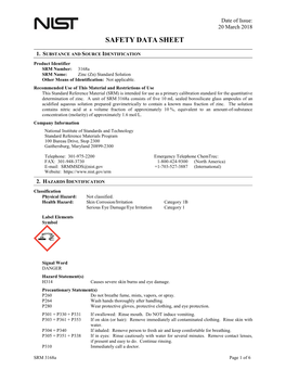 MSDS@Nist.Gov +1-703-527-3887 (International) Website