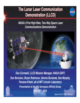 The Lunar Laser Communication Demonstration (LLCD)