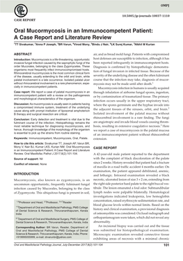 Oral Mucormycosis in an Immunocompetent Patient: a Case