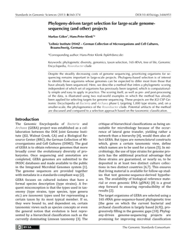 Phylogeny-Driven Target Selection for Large-Scale Genome- Sequencing (And Other) Projects