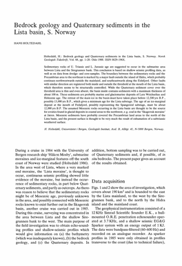 Bedrock Geology and Quaternary Sediments in the Lista Basin, S